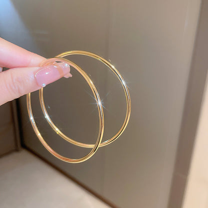 銀針金屬素圈幾何耳環小眾極簡設計百搭耳圈歐美冷淡風通勤耳飾女