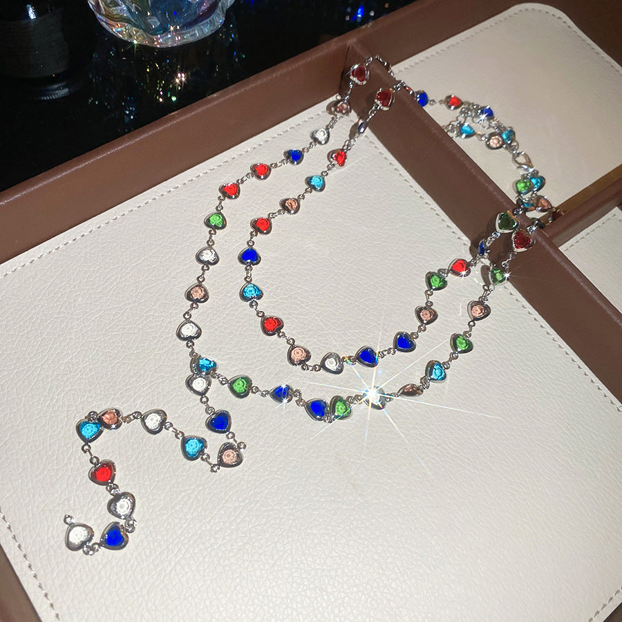 繽紛水晶愛心Y形項鍊