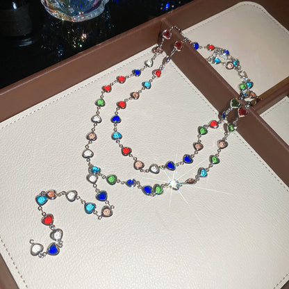 繽紛水晶愛心Y形項鍊