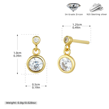 S925 耳釘極簡鑲鋯流蘇耳飾日韓法式風網紅氣質飾品