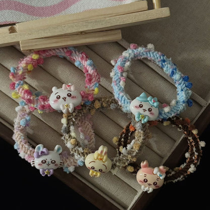 白色兔子卡通簡約髮圈－商品主圖｜https://igowo.tw/