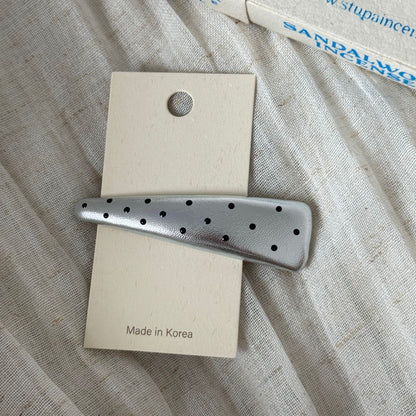 皮革波點簡約髮夾