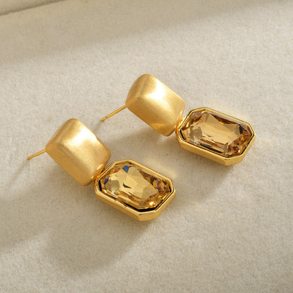 金色玻璃拉絲復古耳釘