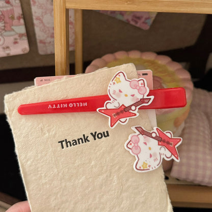 紅色貓咪卡通髮夾－商品主圖｜https://igowo.tw/