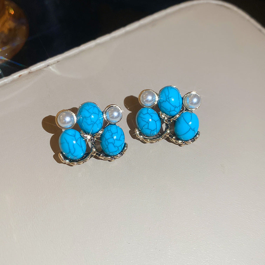 鑲鉆圓形珍珠項鏈手鏈耳環中古小眾氣質首飾套裝輕奢高級感飾品女