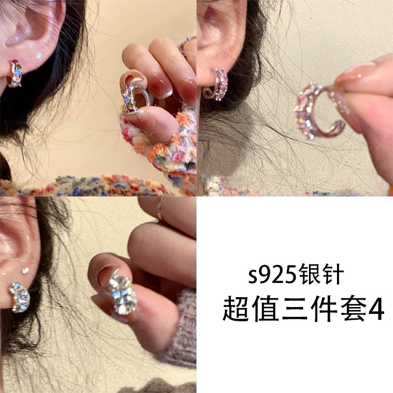 繽紛鑲鑽簡約耳扣