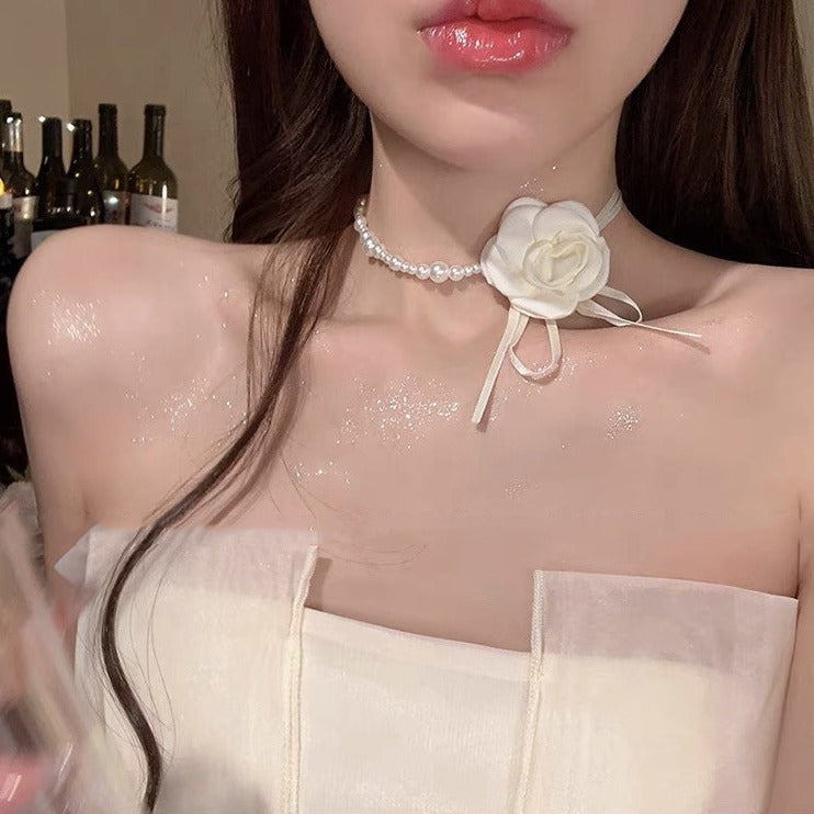 珍珠蝴蝶鑲鑽項鍊－3#項鍊-藍色款細節｜https://igowo.tw/