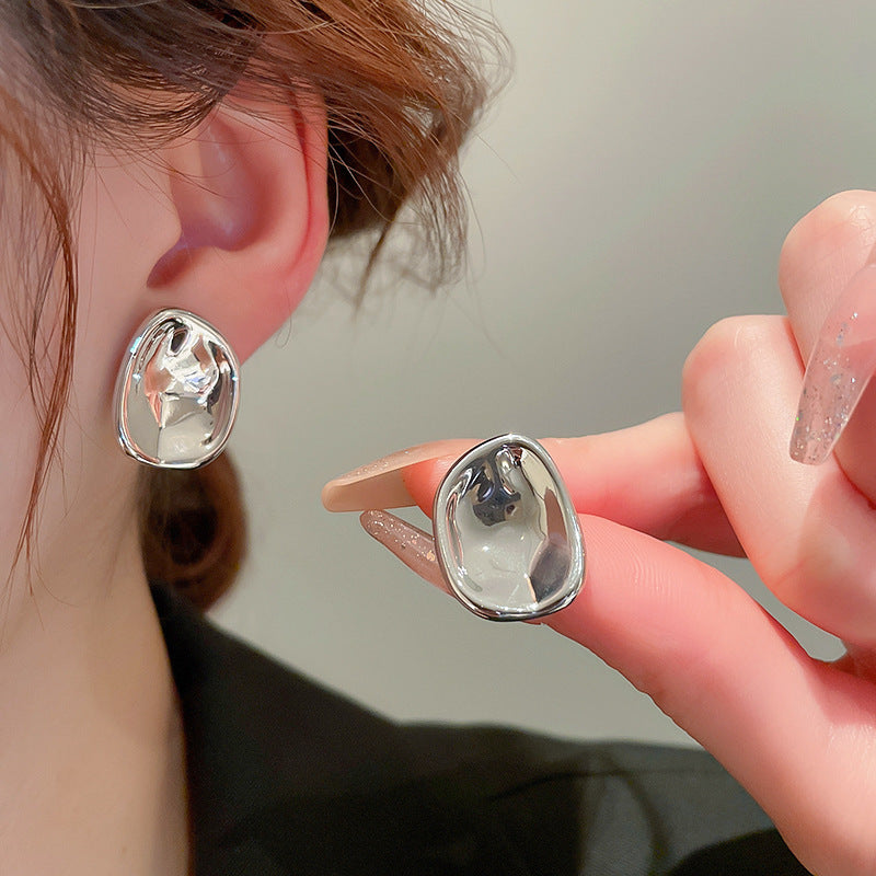 銀色金屬多層圓圈冷淡風耳環小眾簡約耳釘耳圈輕奢高級感耳飾批發