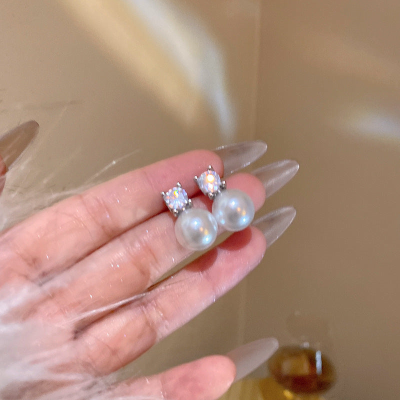 微鑲鋯石珍珠耳環