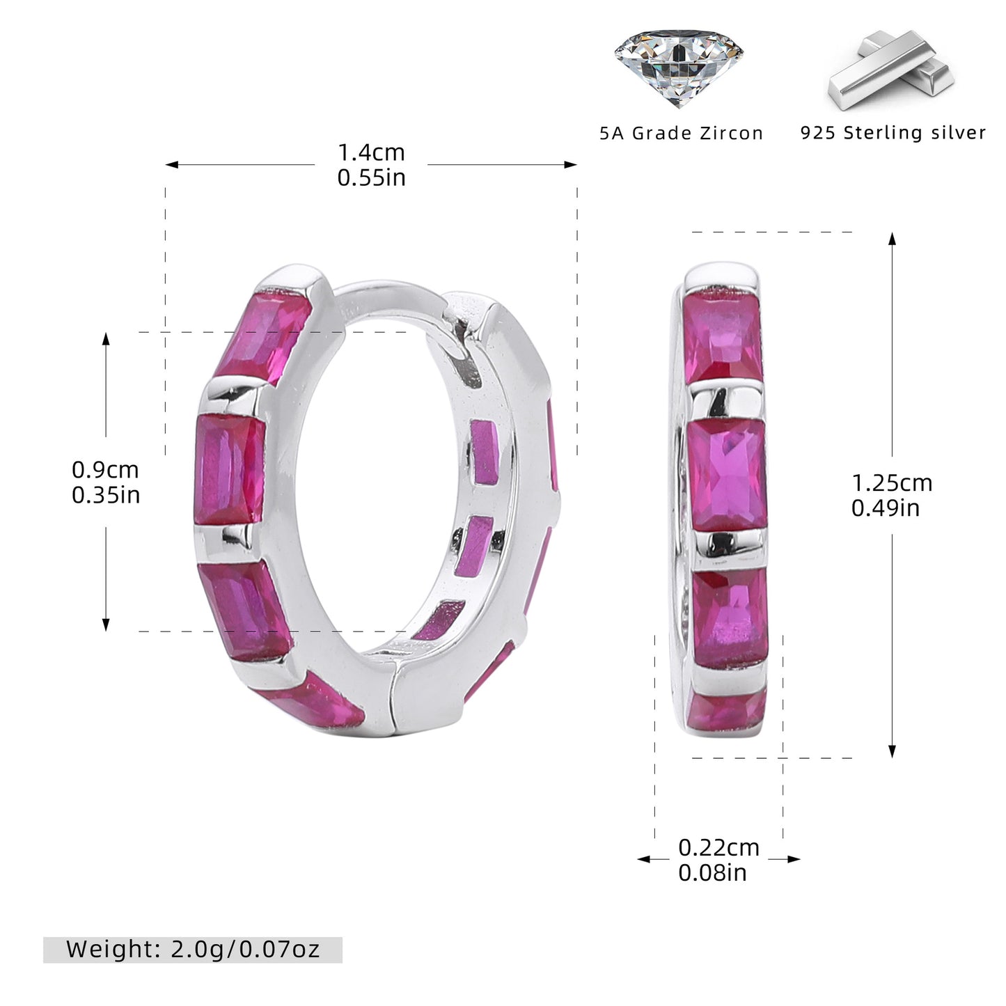 S925 新款耳環時尚多色方鋯圓形耳飾輕奢小眾高級感飾品