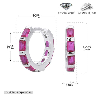 S925 新款耳環時尚多色方鋯圓形耳飾輕奢小眾高級感飾品