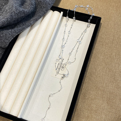 水晶串珠方形項鍊