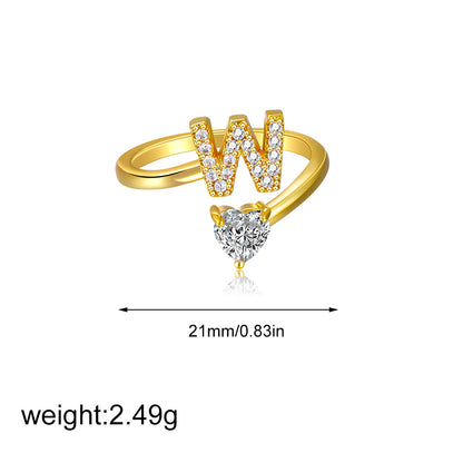 鋯石愛心可調式戒指－字母W+愛心款細節21｜https://igowo.tw/