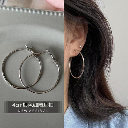 許我耀眼趙露思同款銀針金屬感耳圈時尚簡約耳環輕奢高級感耳飾女