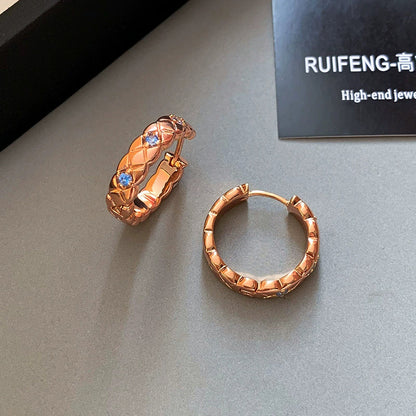 金色玫瑰格紋鑲鑽耳環