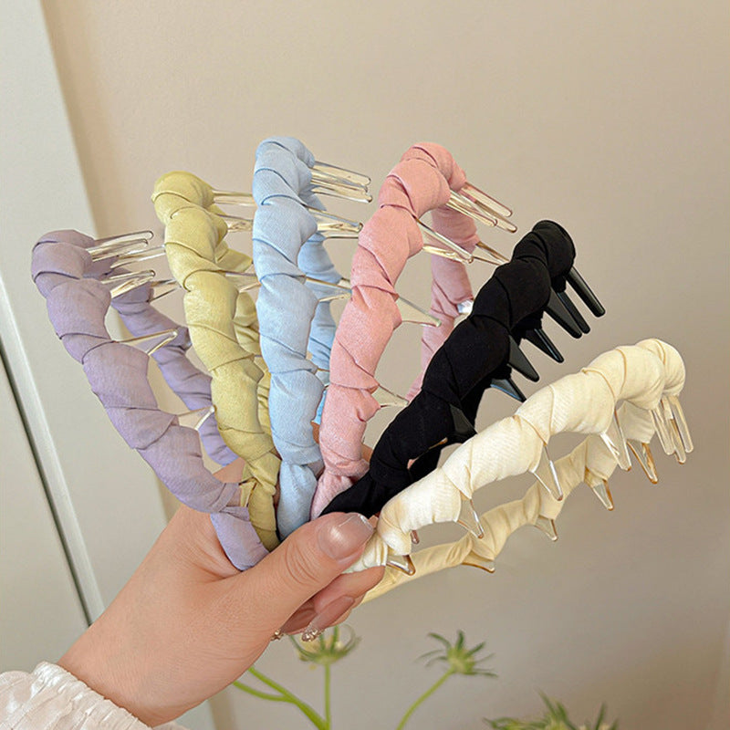 彩色布面纏繞髮箍－黃色款細節｜https://igowo.tw/