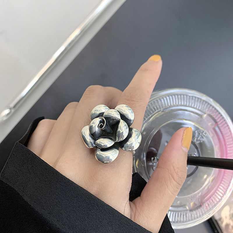 S925花朵誇張復古戒指