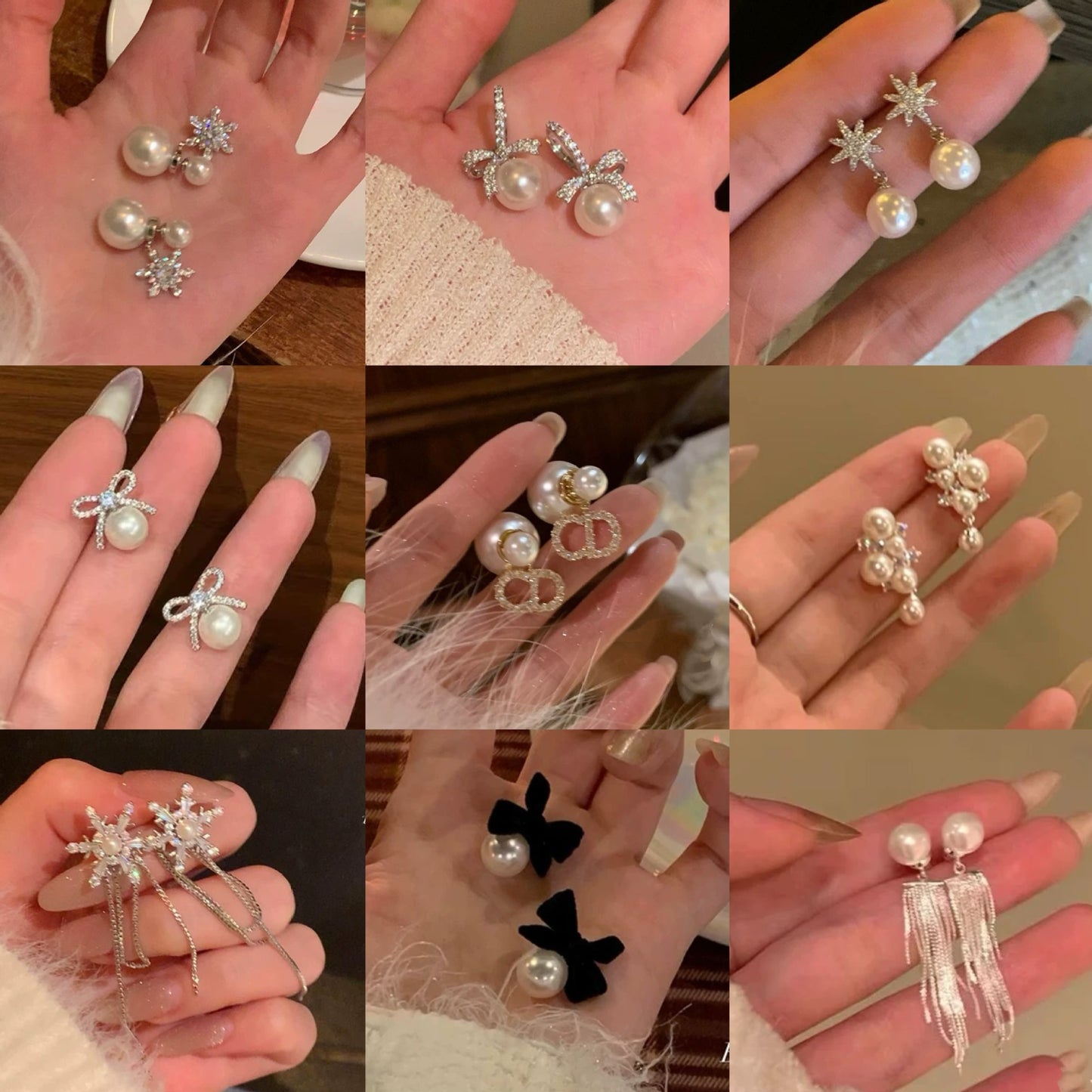 銀針鋯石雪花流蘇珍珠耳釘女小眾百搭耳環時尚氣質耳飾輕奢高級感