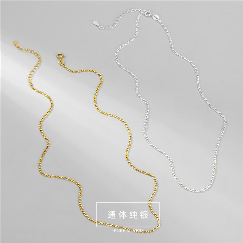 韓版S925純銀費羅列項鏈女熠熠閃光簡約基礎疊帶款鎖骨鏈廠家