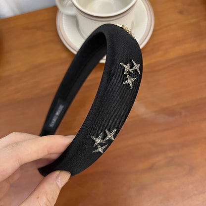 灰色絨面星星鑲鑽髮箍