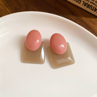彩色樹脂圓片誇張耳環