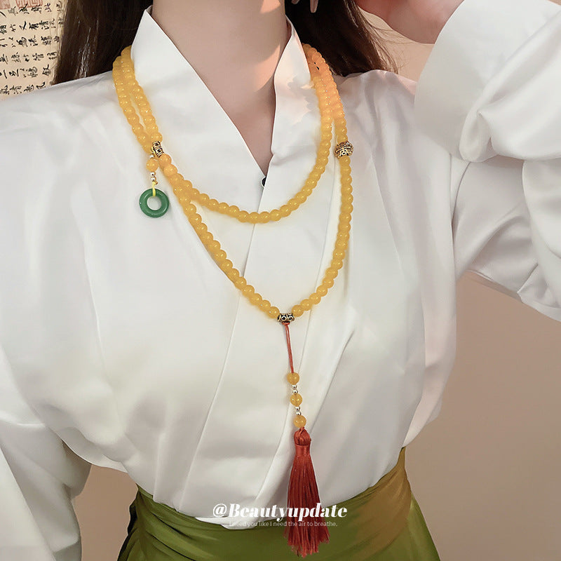 串珠長版復古項鍊－8#項鍊-金色福袋款細節｜https://igowo.tw/
