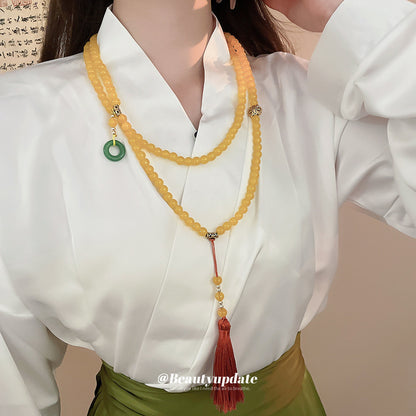 串珠長版復古項鍊－8#項鍊-金色福袋款細節｜https://igowo.tw/
