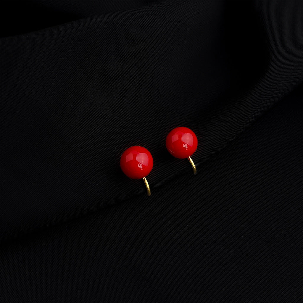 紅色琺瑯復古耳夾－細節特寫18｜https://igowo.tw/