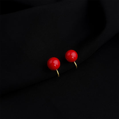 紅色琺瑯復古耳夾－細節特寫18｜https://igowo.tw/