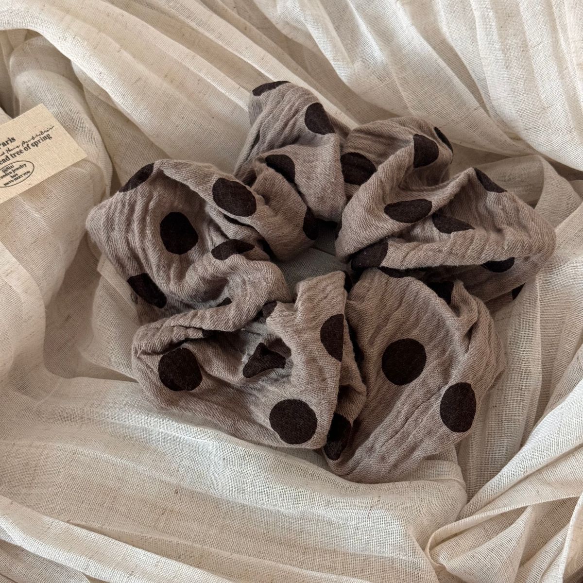 棕色布面波點髮圈