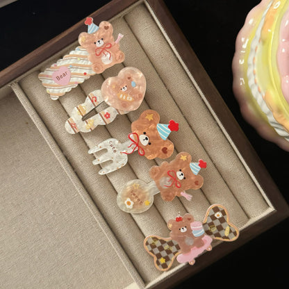 棕色壓克力小熊髮夾－商品主圖｜https://igowo.tw/