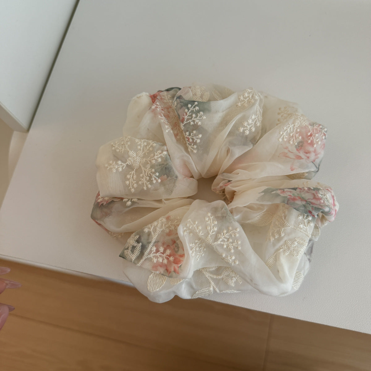 網紗大腸圈刺繡髮圈