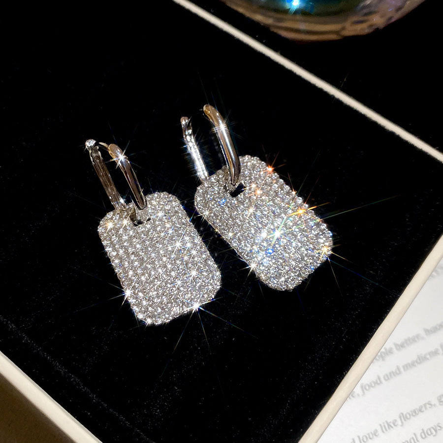 十字水滴流蘇鑲鑽耳環－57#銀針-銀色款細節25｜https://igowo.tw/