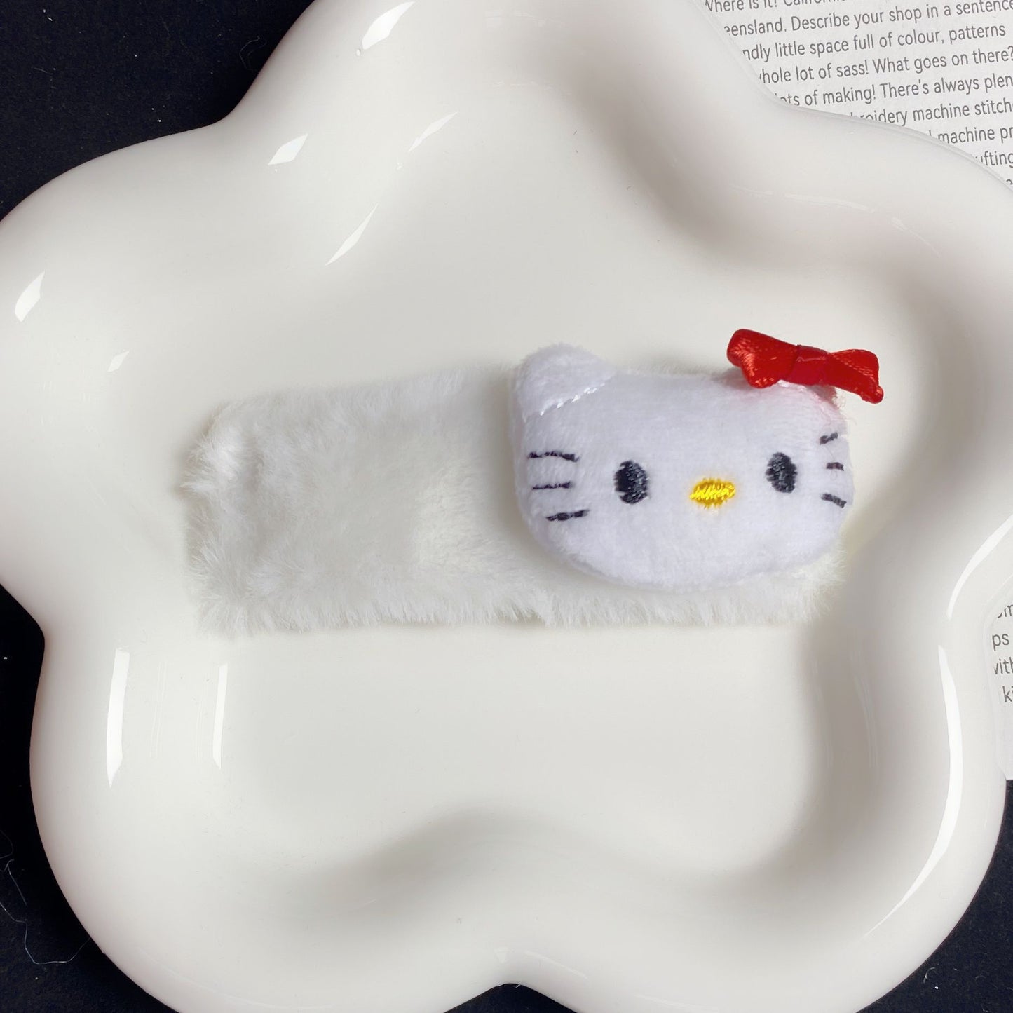 絨面貓咪卡通髮夾