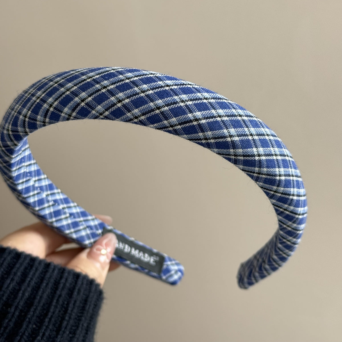 藍色格紋髮箍