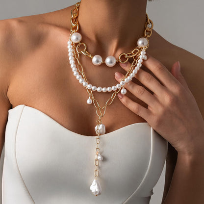 珍珠鏈條復古項鍊－商品主圖｜https://igowo.tw/