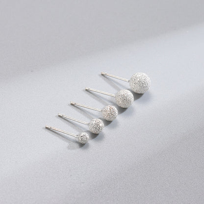 S925 閃沙雪花光珠磨砂耳釘滿天星日韓風時尚個性鍍K金輕奢款