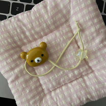 棕色小熊愛心髮圈