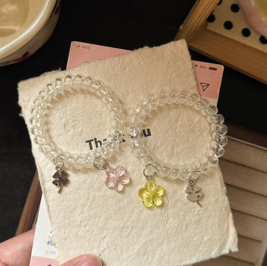 粉色花朵髮圈－商品主圖｜https://igowo.tw/