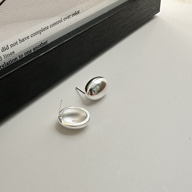 S925純銀韓版基礎款重工豆豆質感耳釘韓國INS風簡約通勤款耳環批