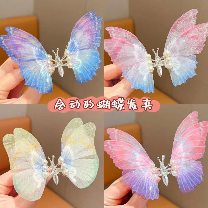 蝴蝶簡約髮夾－粉+紫蝴蝶髮夾款細節1｜https://igowo.tw/