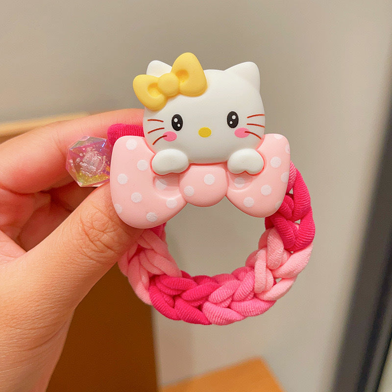 繽紛卡通編織髮圈－藍色玉桂狗款細節9｜https://igowo.tw/