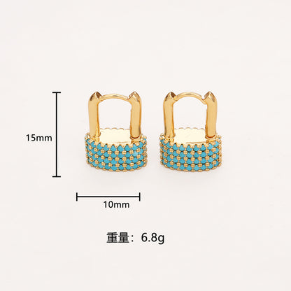綠松石鋯石耳扣－細節特寫2｜https://igowo.tw/