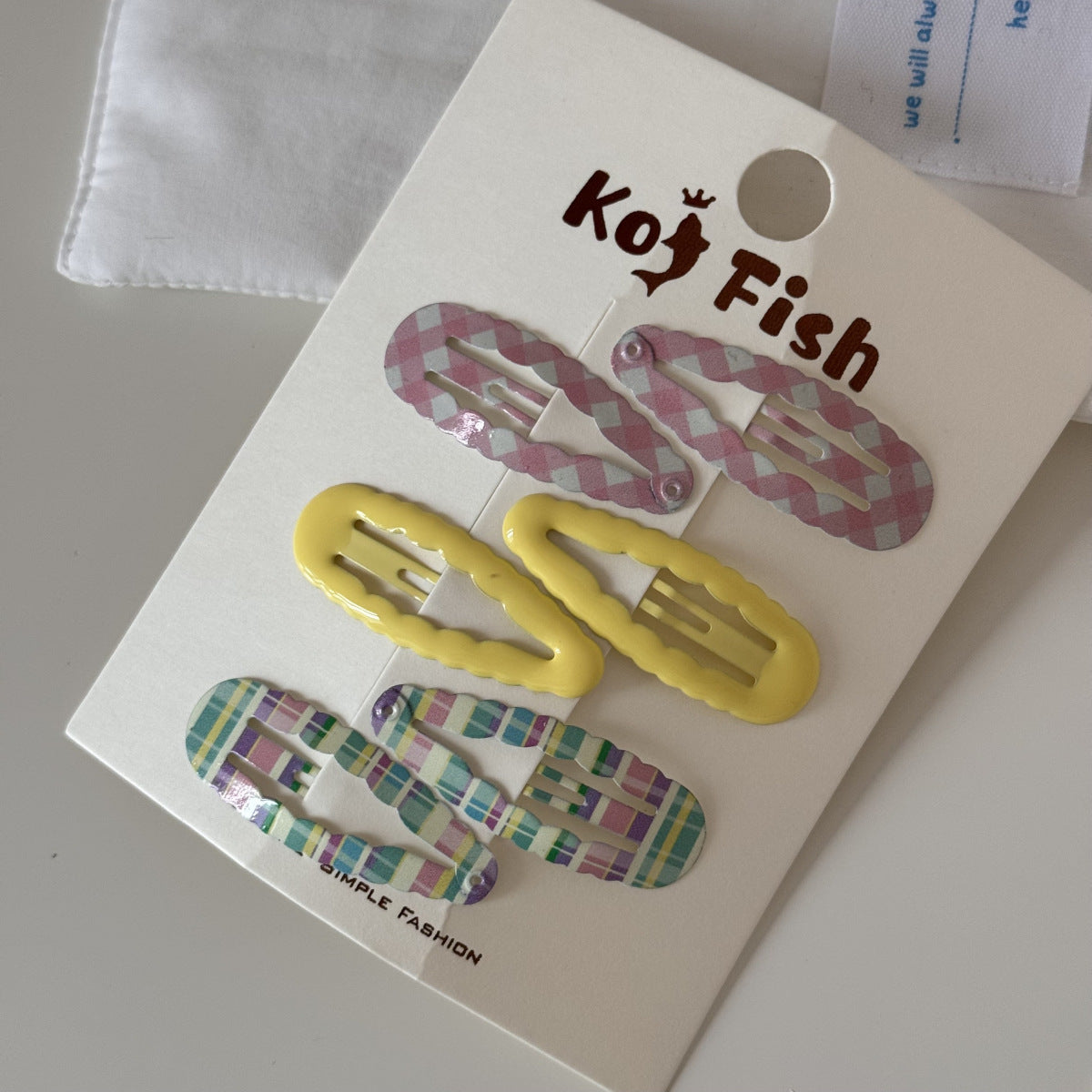 格紋簡約髮夾六件組