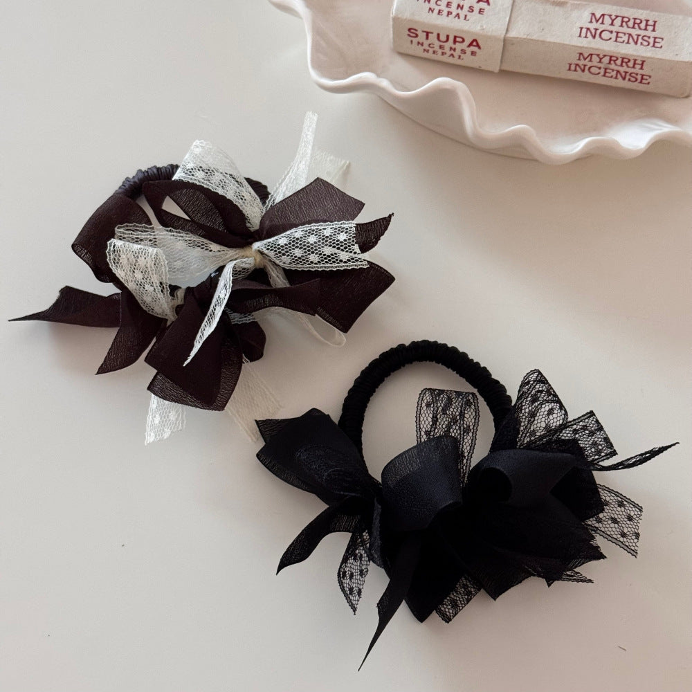 網紗蕾絲蝴蝶結髮圈－第二視角實拍｜https://igowo.tw/
