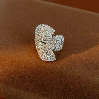 花朵鑲鑽可調式戒指