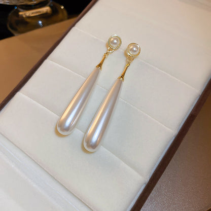 金色珍珠橢圓復古耳環