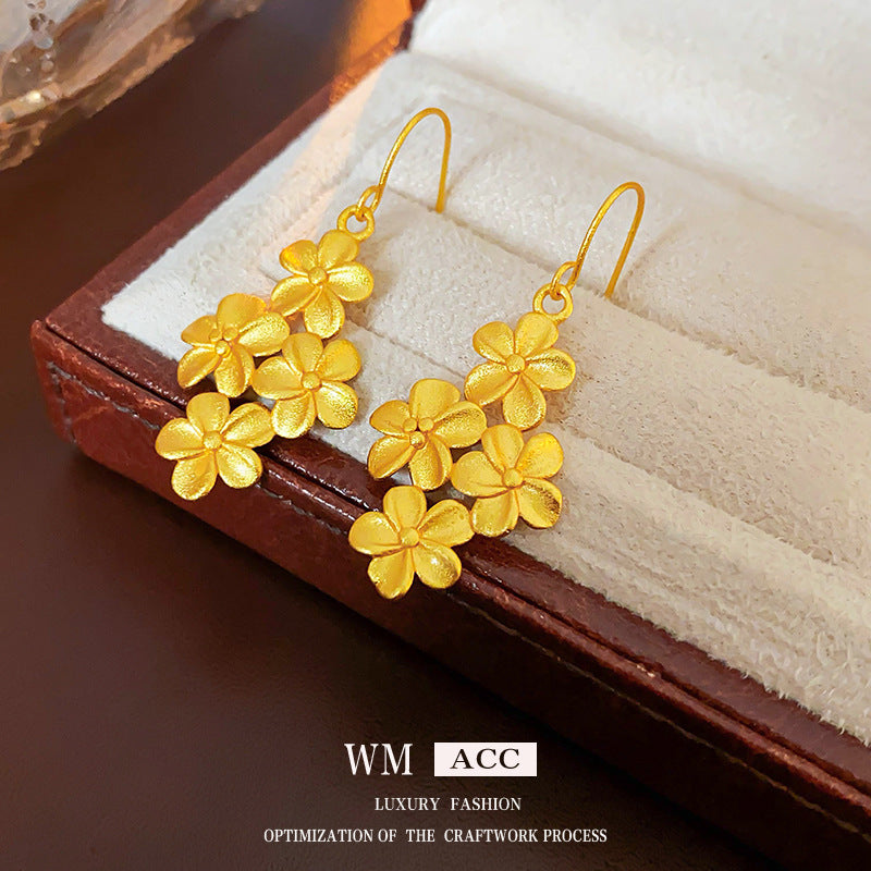 沙金花朵復古耳鉤－商品主圖｜https://igowo.tw/
