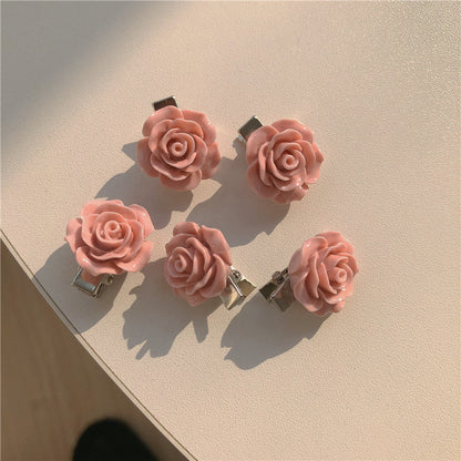 粉色蝴蝶結山茶花髮夾－山茶花（單個）款細節｜https://igowo.tw/