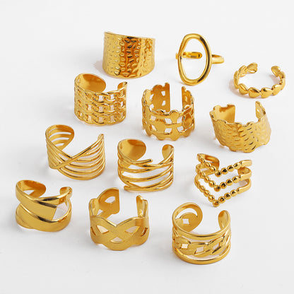 金色鏤空戒指套組－商品主圖｜https://igowo.tw/